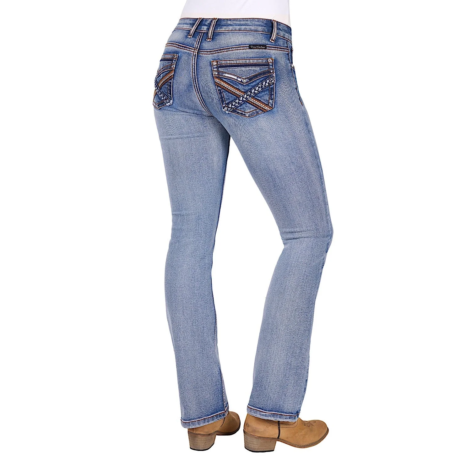 Pure Western Women's Emily Mid Rise Boot Cut Jean 32L - Moonshine