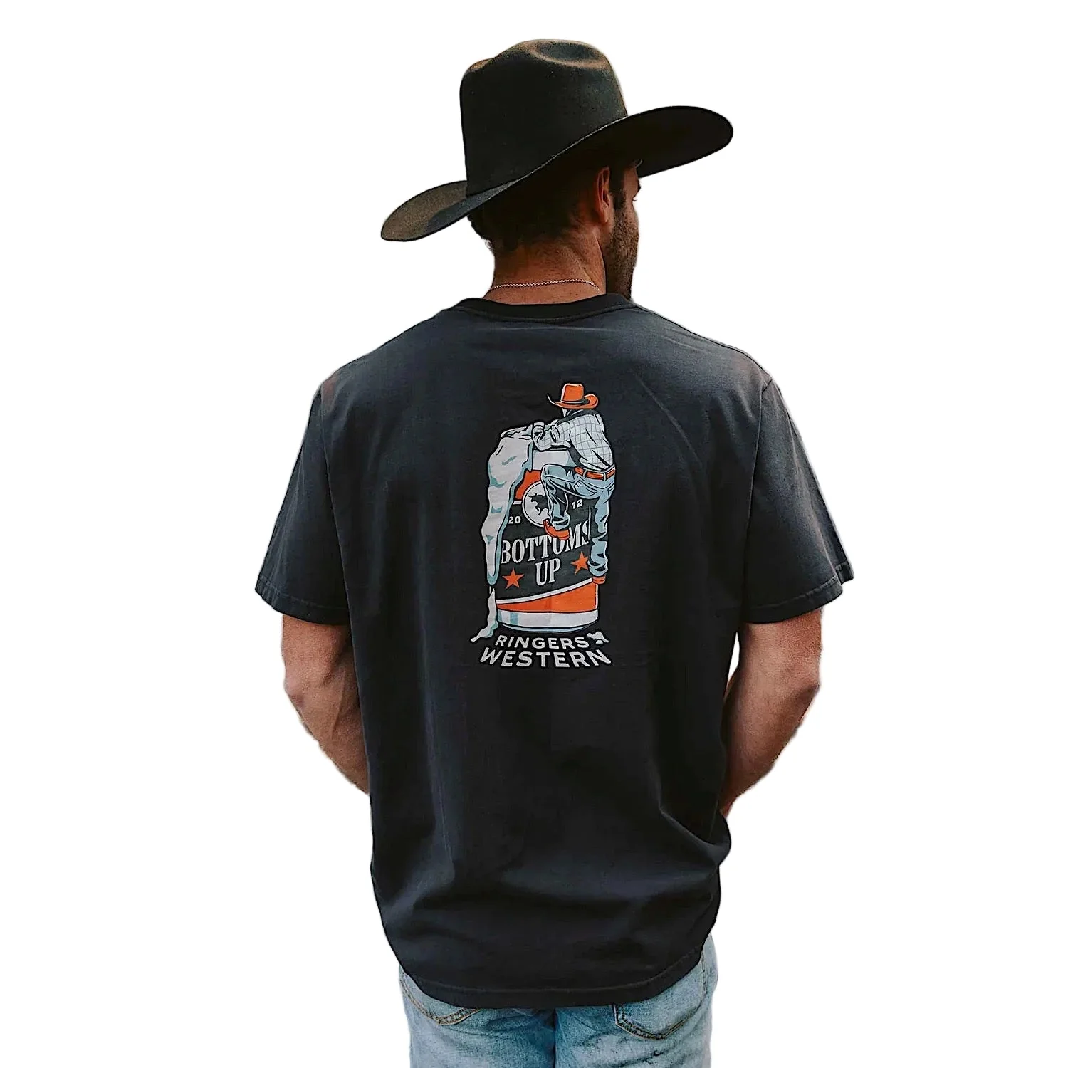 Ringers Western Men's Bottoms Up Loose Fit T-Shirt - Washed Black