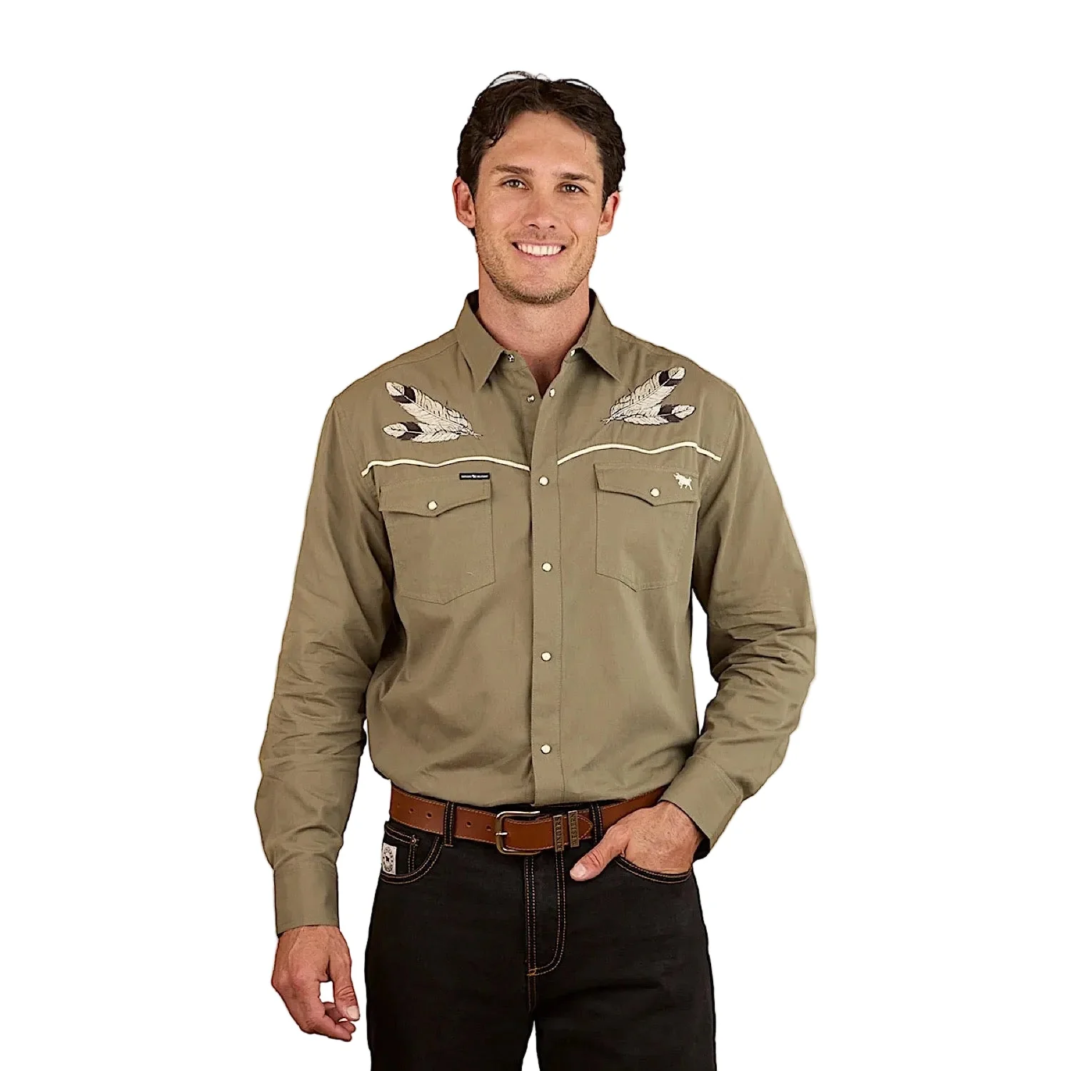 Ringers Western Men's Hank Western Shirt - Charcoal/Military Green