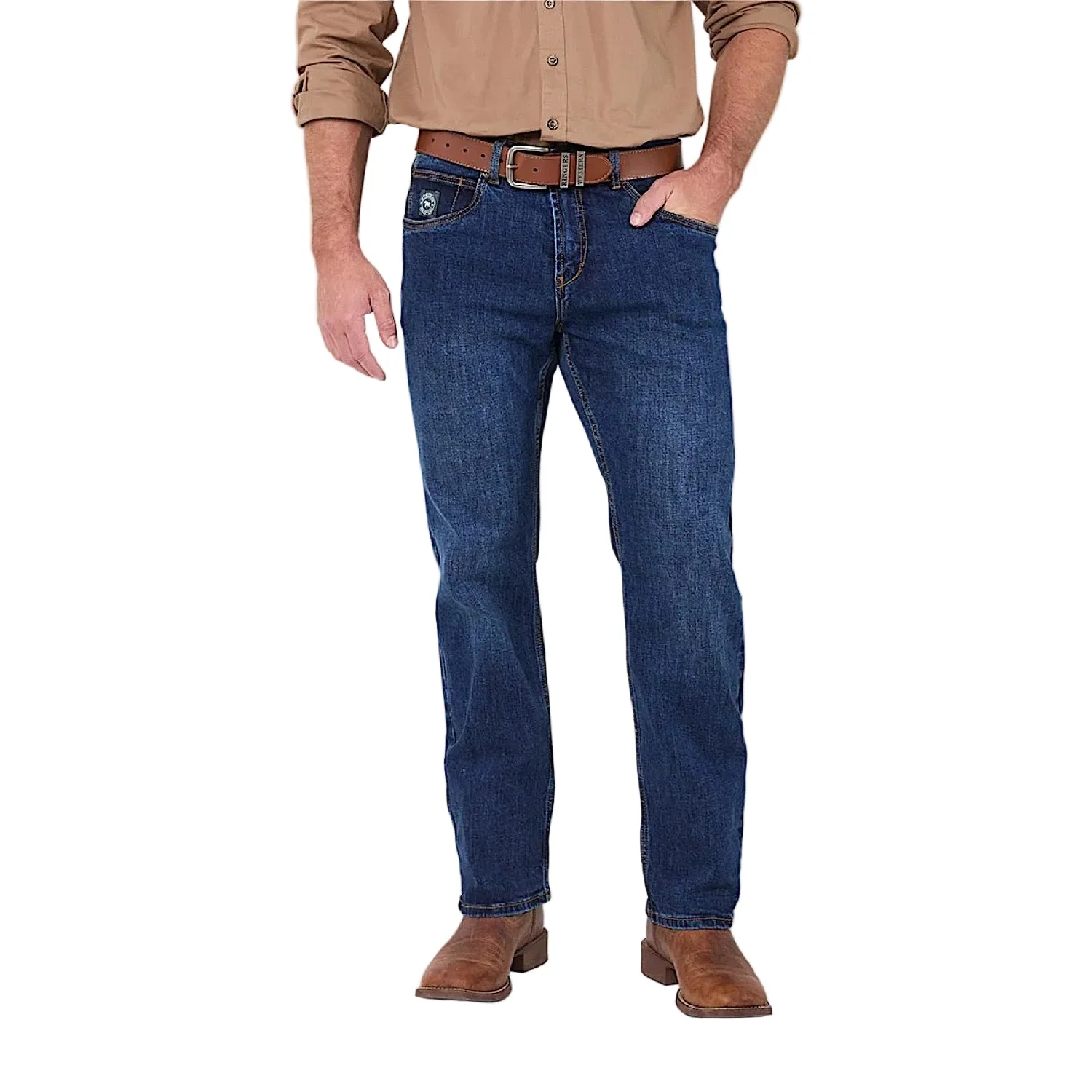 Ringers Western Men's Muster Slim Straight Fit Jean - Dark Wash Blue