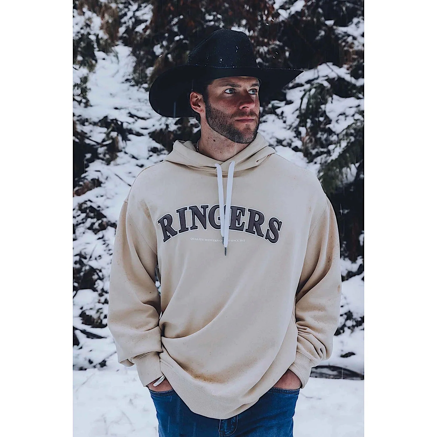 Ringers Western Men's Princeton Hoodie - Dark Sand/Chocolate - Image 3