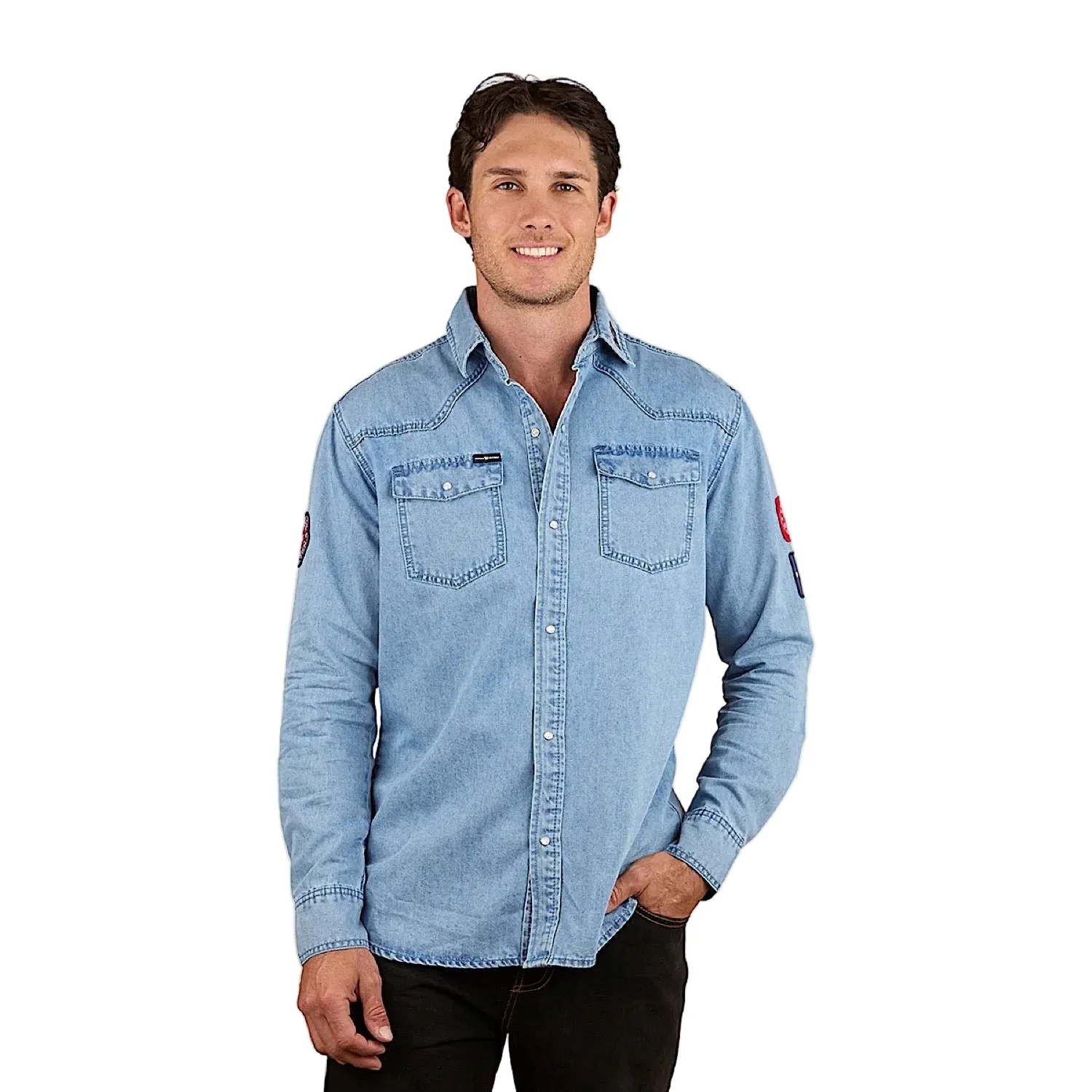 Ringers Western Men's Young And Free Western Shirt - Light Wash Blue