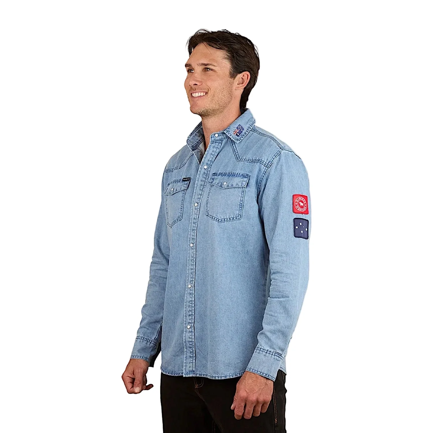 Ringers Western Men's Young And Free Western Shirt - Light Wash Blue - Image 2