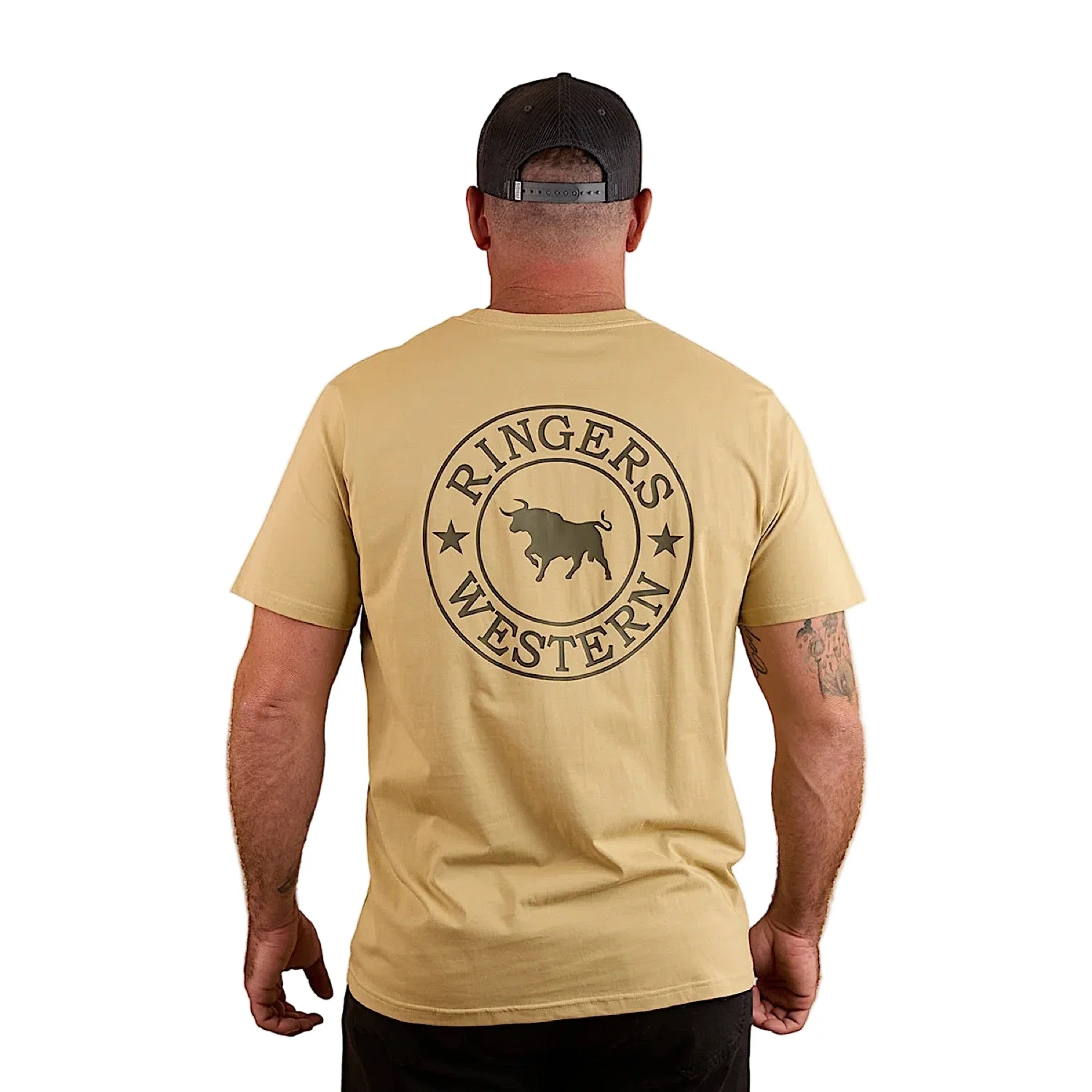 Ringers Western Men's Signature Bull Loose T-Shirt - Pale Olive/Military Green - Image 2