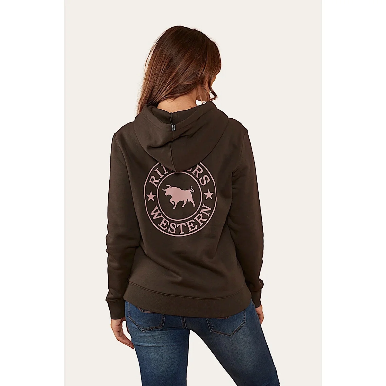 Ringers Western Women's Signature Bull Women's Pullover Hoodie - Charcoal/Rosey - Image 3