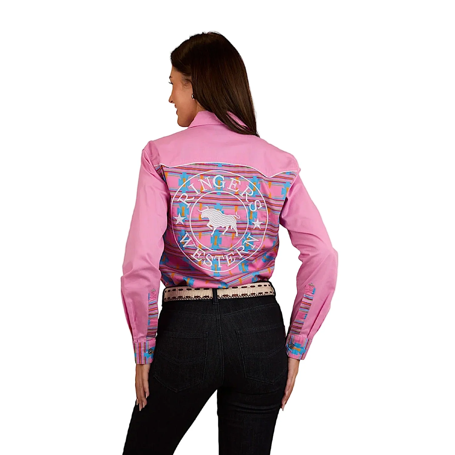 Ringers Western Women's Burdekin Limited Edition Full Button Work Shirt - Pastel Pink - Image 2