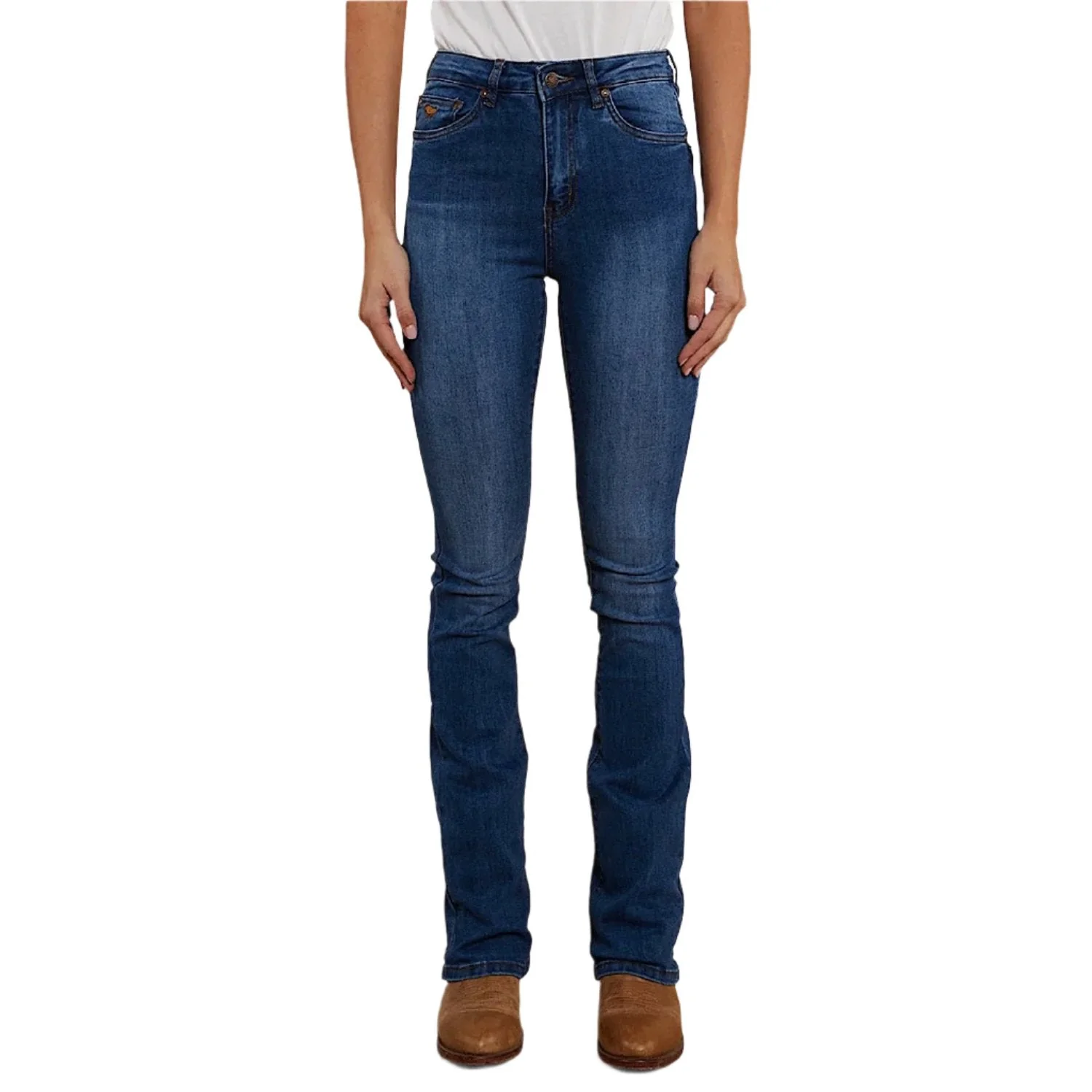 Ringers Western Women's Penny Rodeo High Rise Bootleg Jean - Vintage Blue Floral Pocket - Image 3