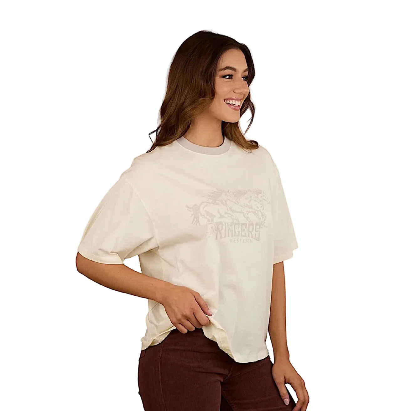 Ringers Western Women's Stampede Oversized Shirt - Bone - Image 4