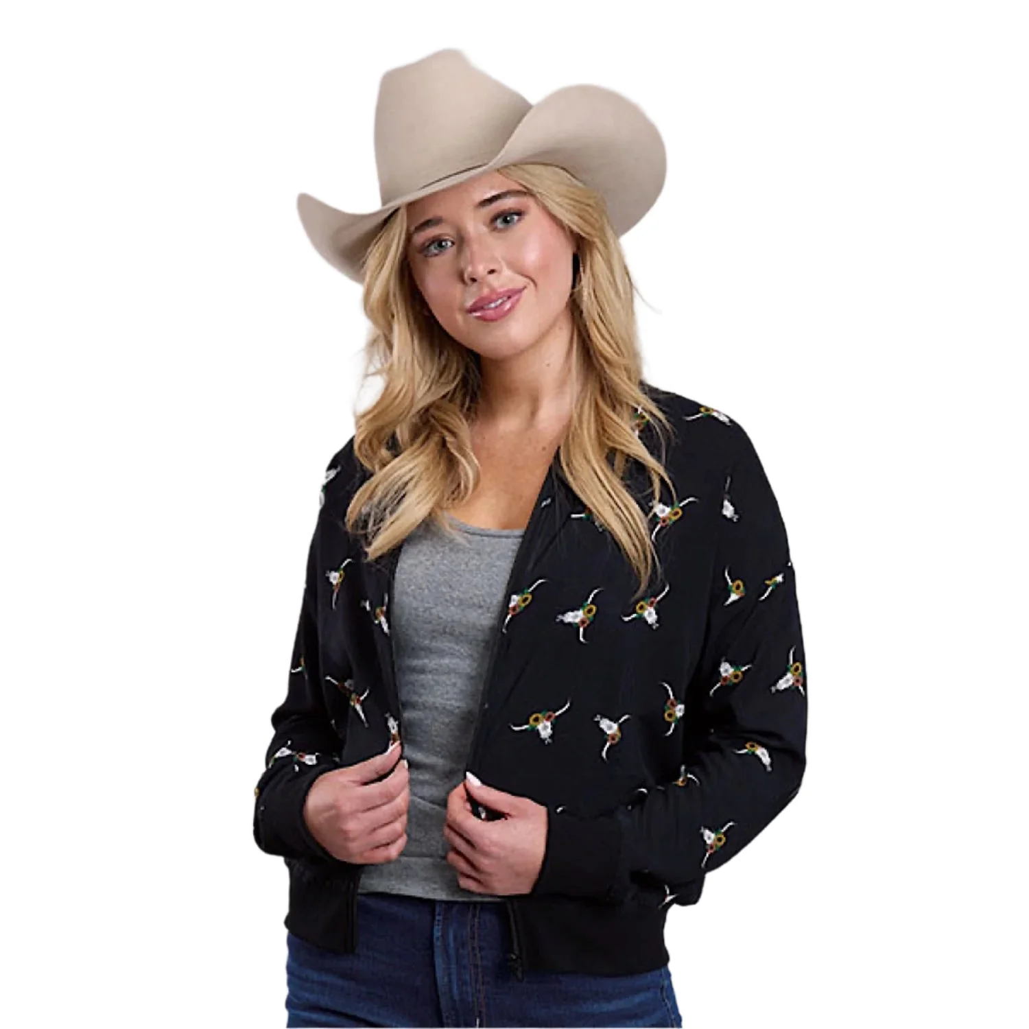 Roper Women's Five Star Collection Bomber Jacket - Print Black