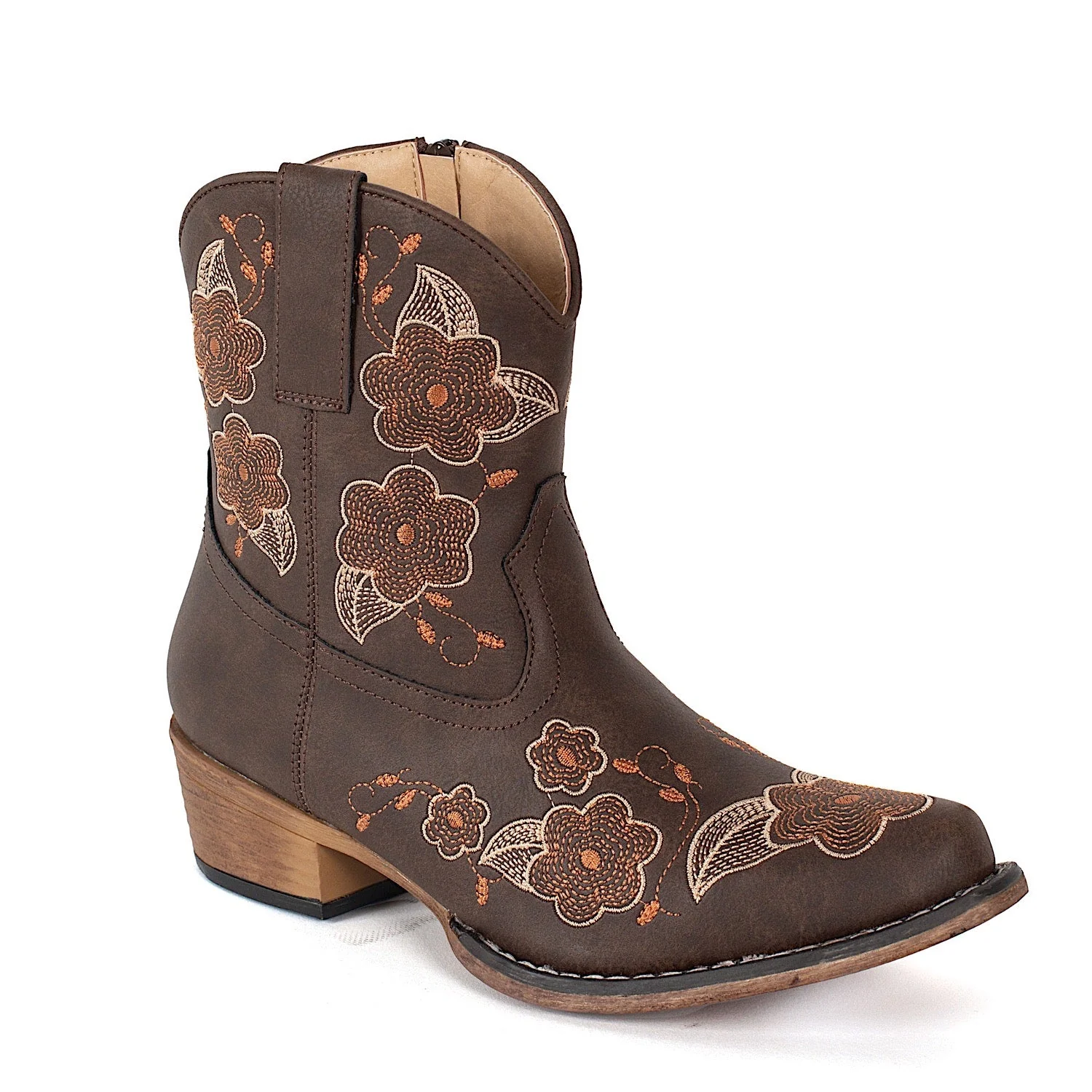 Roper Women's Wildflower Western Boot - Brown Floral Embroidery