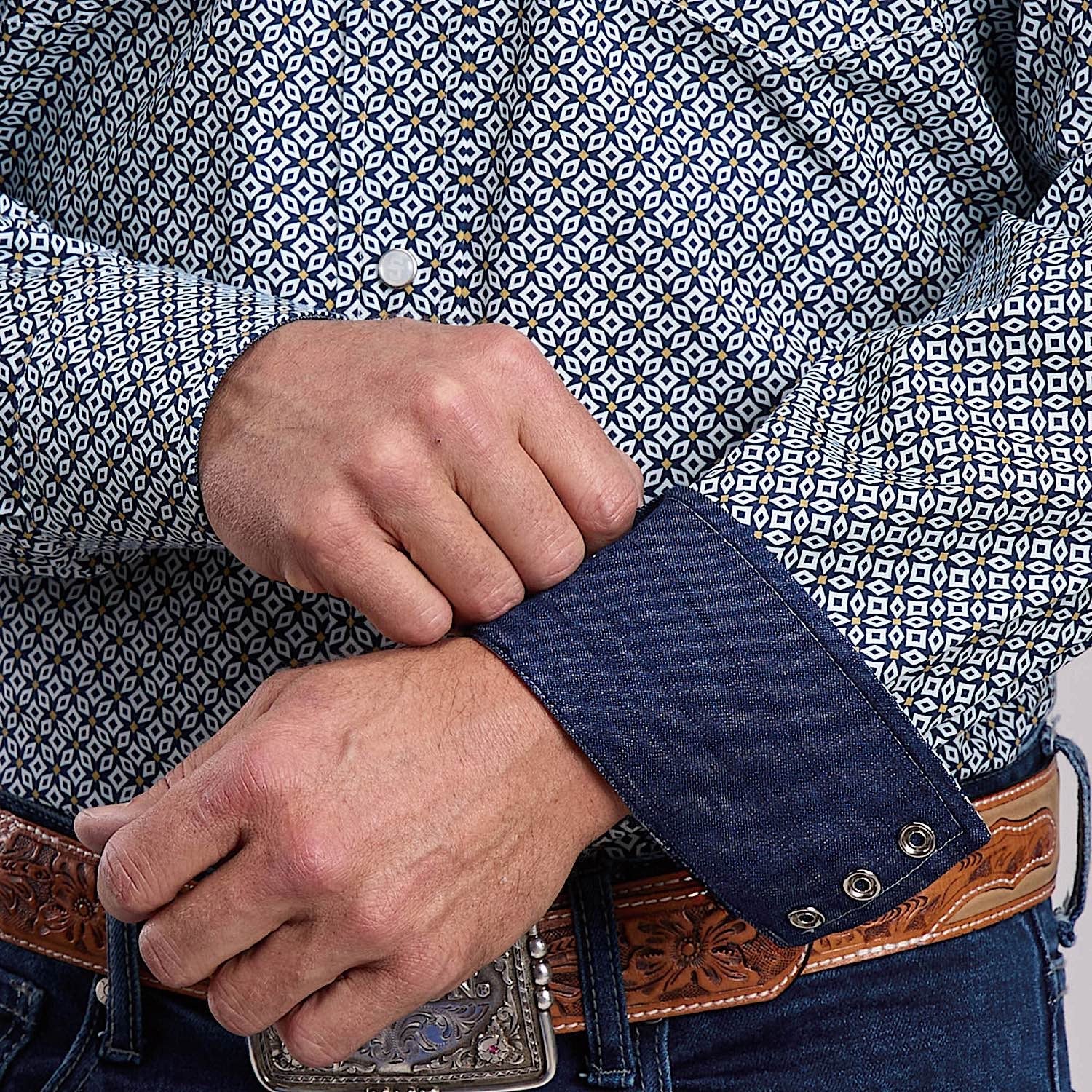 Stetson Men's 2 Pocket Print Shirt - Blue - Image 2