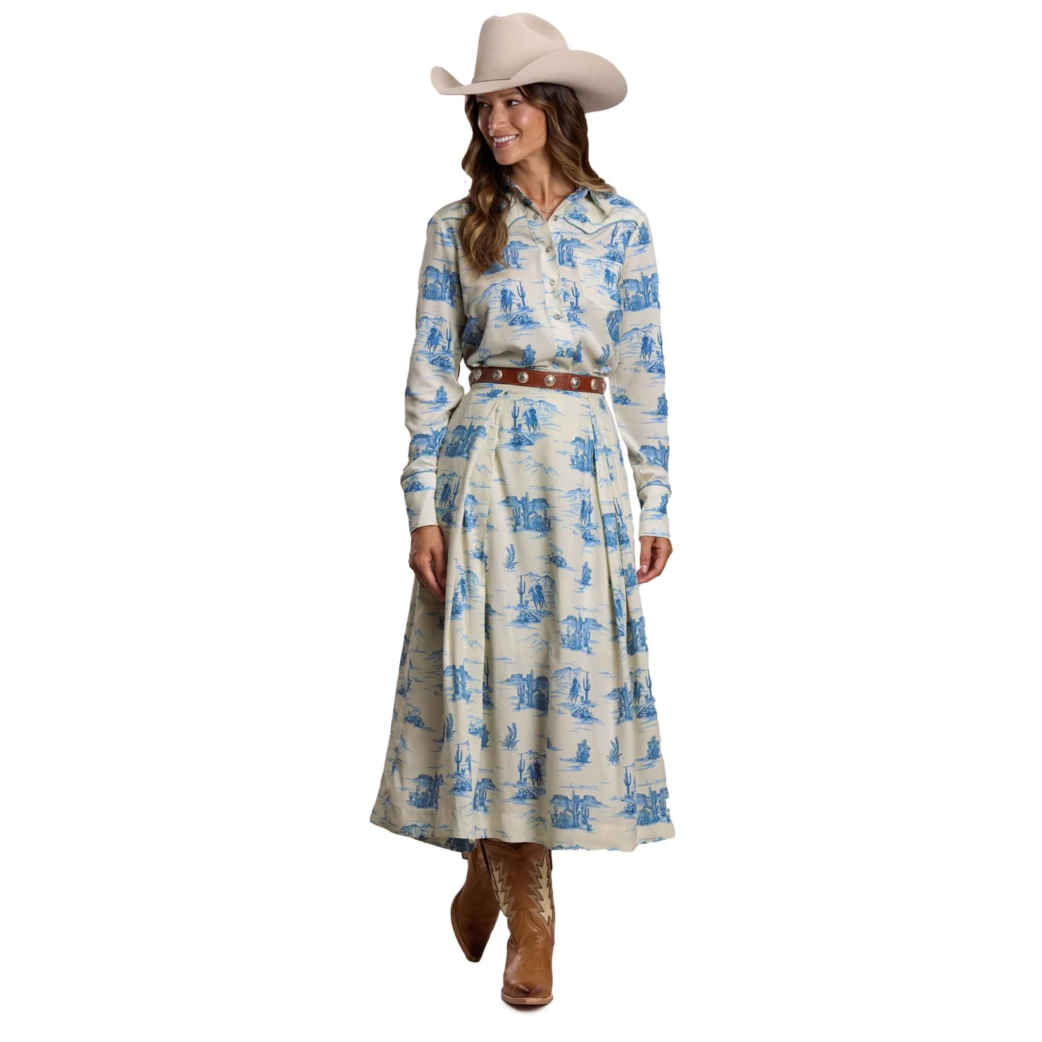 Stetson Women's Stetson Collection Long Sleeve Printed Shirt - White - Image 3