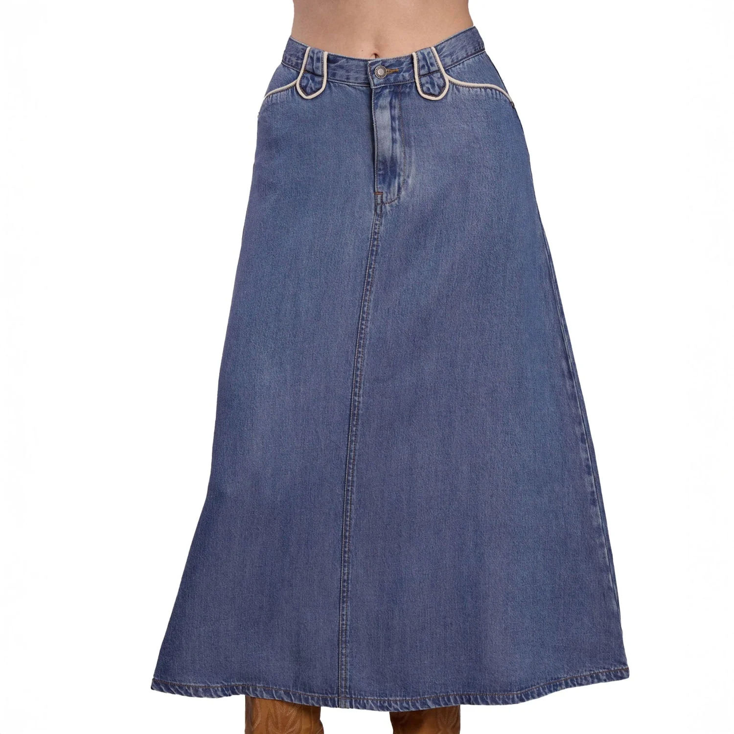 Stetson Women's Tencel Western A Line Retro Skirt - Blue