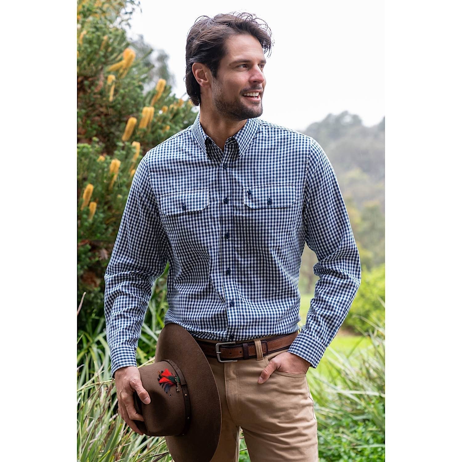 Thomas Cook Men's Gino Wool Blend Check 2-Pocket Shirt - Navy/White - Image 3