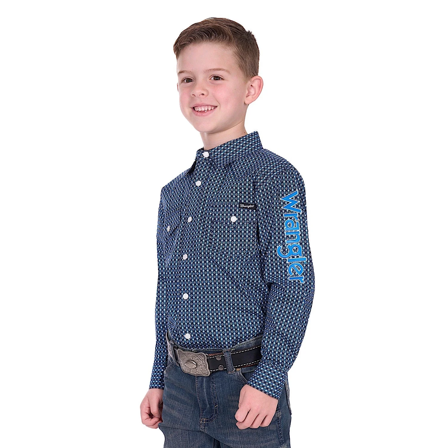 Wrangler Boys Kyle Logo Shirt - Navy/Blue - Image 2