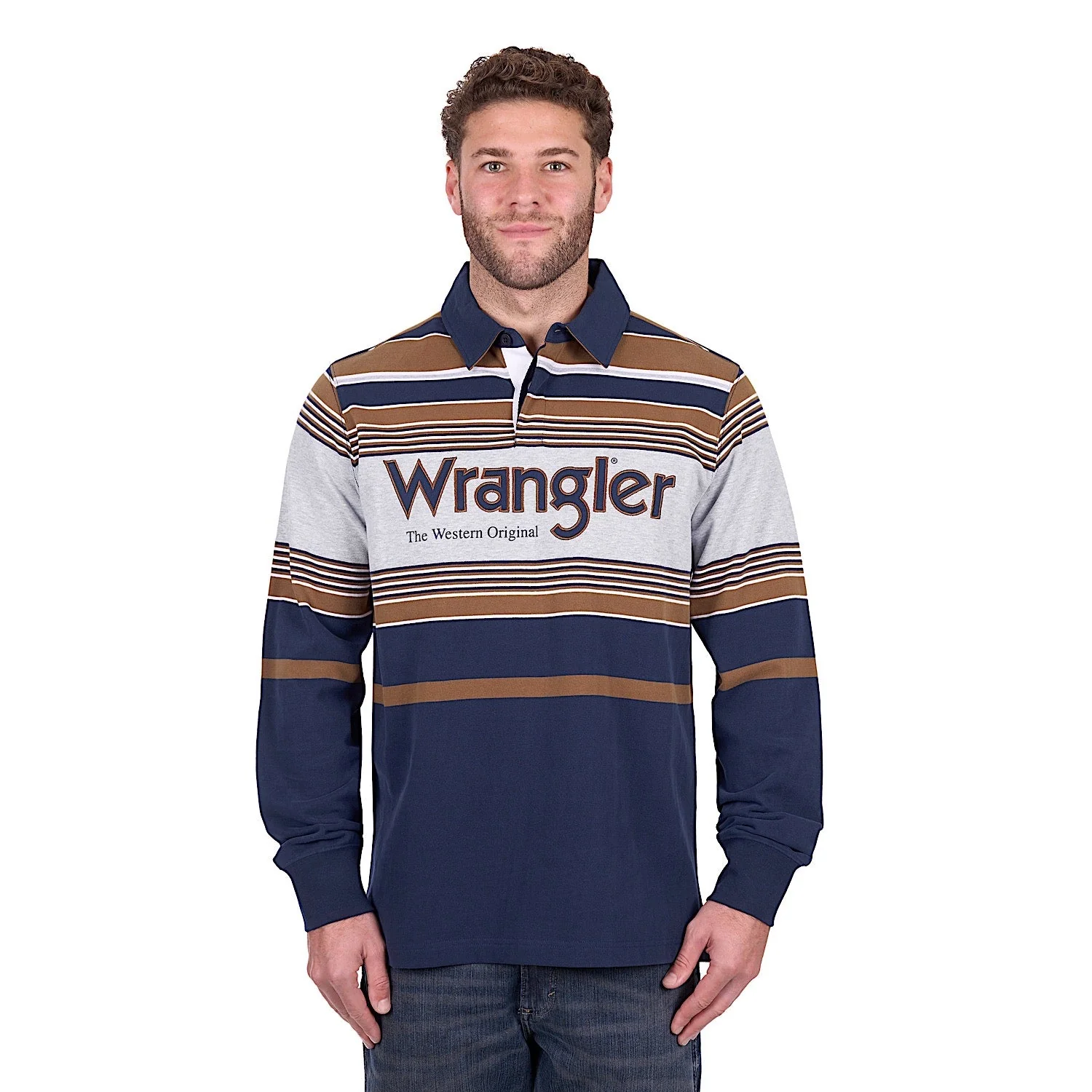 Wrangler Men's Federick Rugby - Navy/Tan