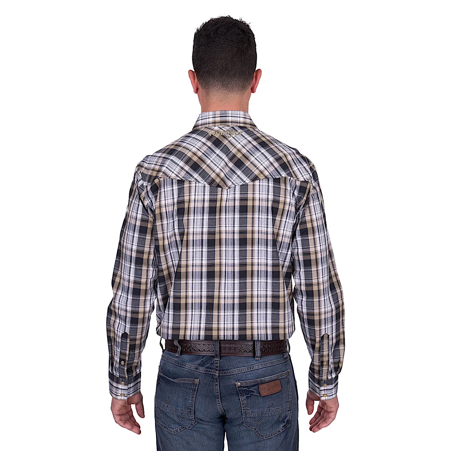 Wrangler Men's Joel Logo Shirt - Black/Tan - Image 4
