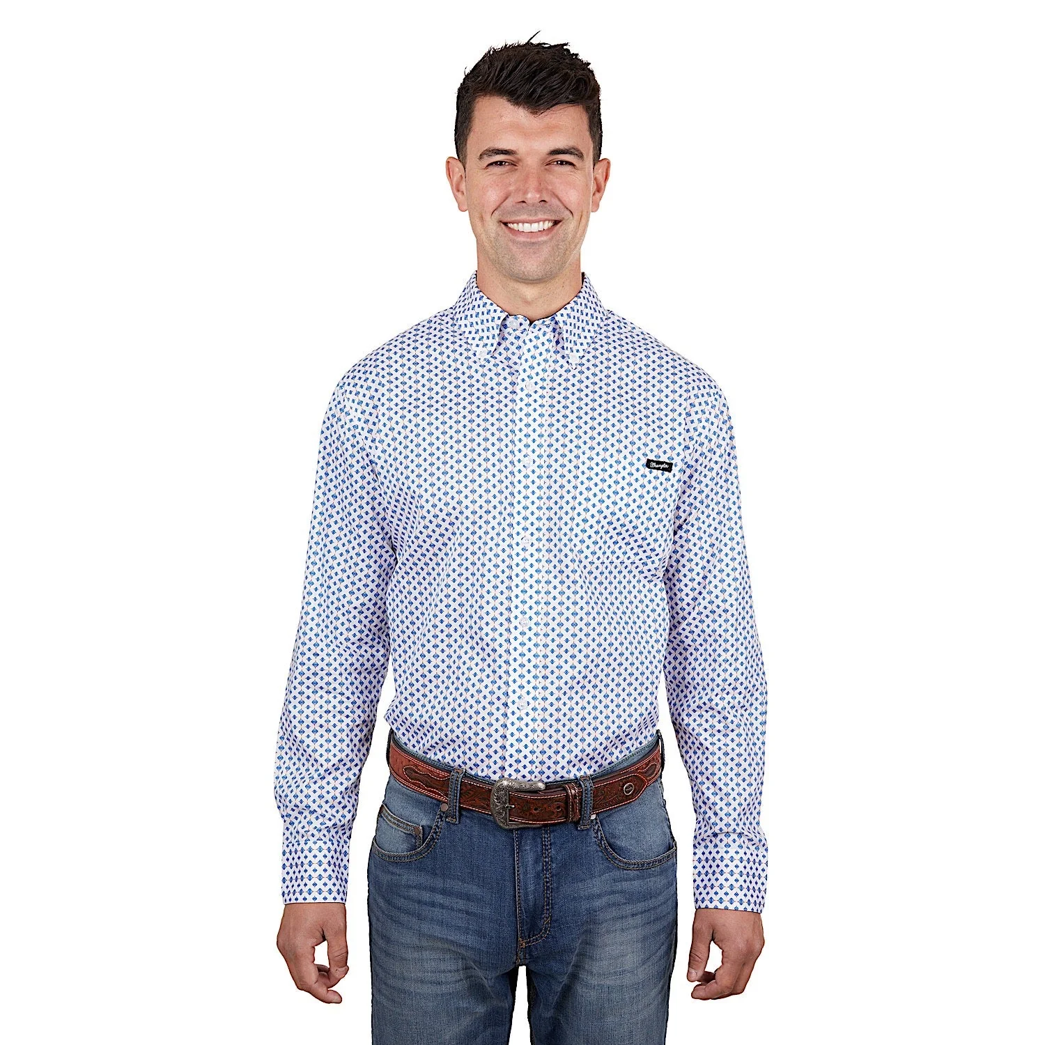 Wrangler Men's Nick Shirt Royal/Orange - Image 2