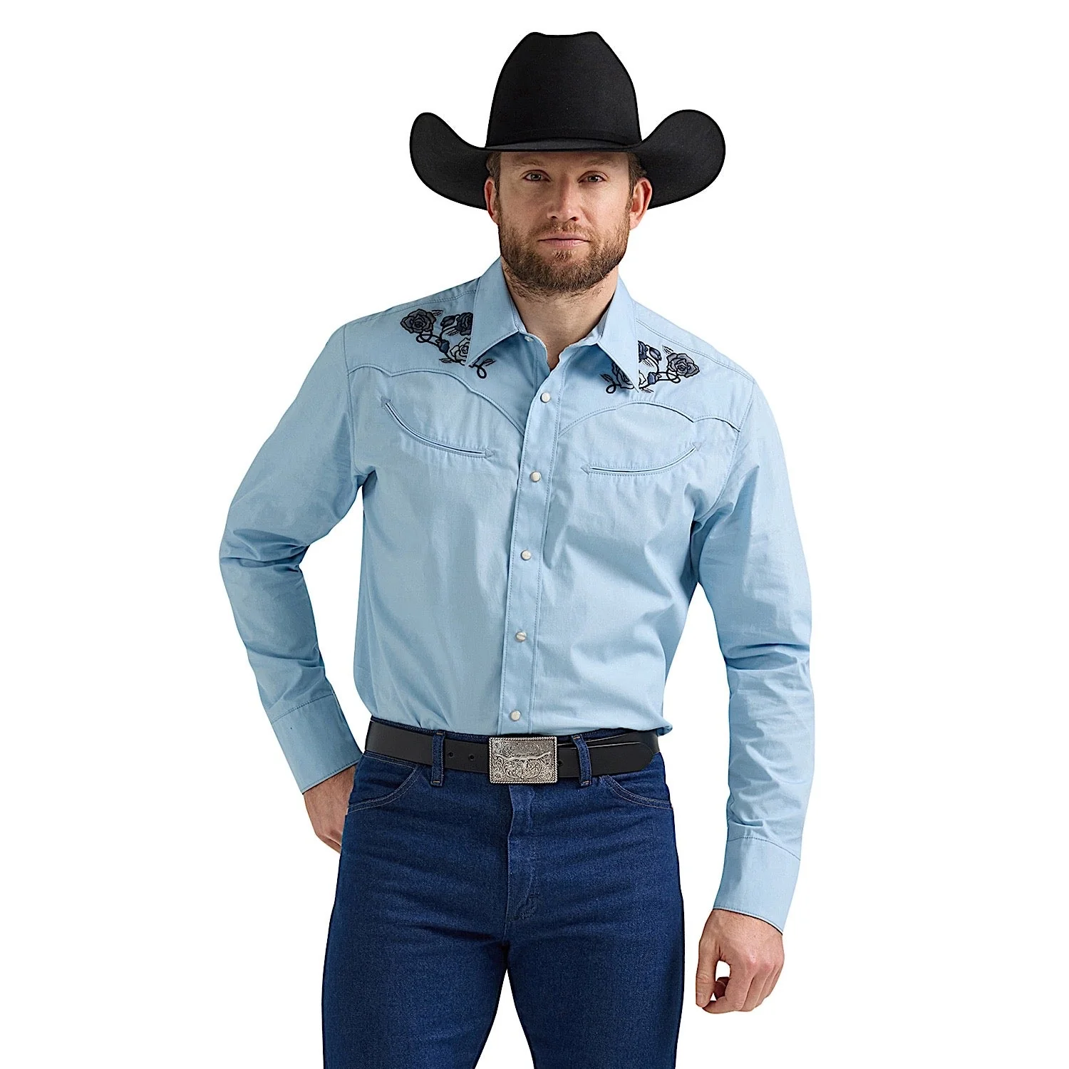Wrangler Men's Rodeo Ben Snap Front Shirt - Blue - Image 2