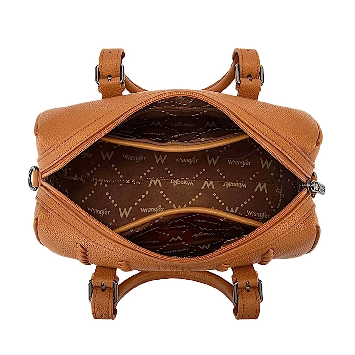 Wrangler Women's Boston Stitch Barrel Bag - Camel/Blue - Image 3